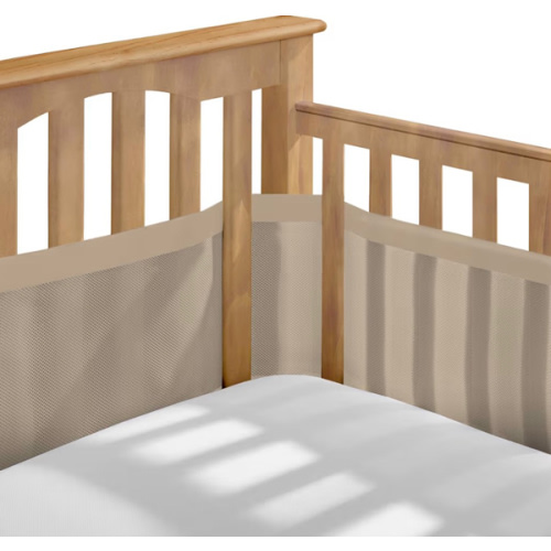 BreathableBaby Breathable Mesh Liner for Full-Size Cribs, Deluxe 4mm Mesh, Sand Beach (Size 4FS Covers 3 or 4 Sides)