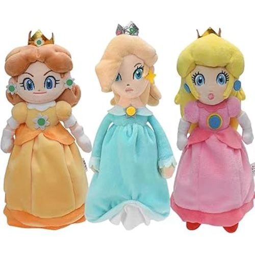 HUAWELL Sup Mari All Star Collection Princes Peach Plush Toy PrincessRosalina & Dasy Stuffed Plush 8" (Princes Peach & PrincessRosalina & Dasy)