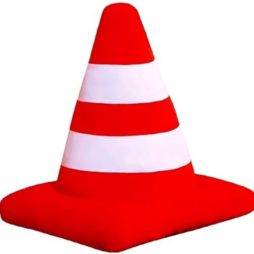 WAIUYIA Creative Road Cone Plush Safety Traffic Pillow Soft 3D Simulation Wheel Tire Pillows Racing Room Traffic Cone Shaped Throw Pillow Cute Red Roadblock Plush Pillow for Car Home Decor (Cone)