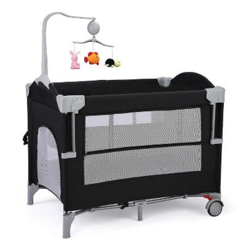 JOYMOR 4 in 1 Pack and Play with Bassinet, Baby Bassinet for Newborn Infant, Portable Baby Playpen for Babies and Toddlers