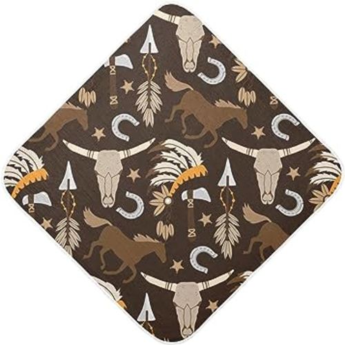 Western Cow Horse Hooded Baby Towels Absorbent Soft Muslin Baby Bath Towel 35" x 35" Newborn Wash Wipes
