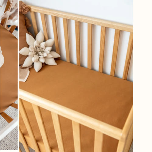 Kiin Organic Bamboo Cotton Cot Sheet - Caramel