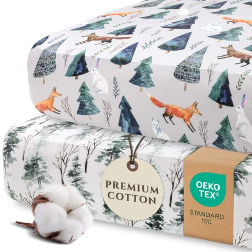 Pobi Baby Crib Sheets for Boys, Soft Cotton Blend, 2-Pack (Magical) | Fitted Crib Sheet, Standard Mattress 52x28, Toddler Mattress Sheets, Breathable, Snug, Newborn, Machine Wash, Nursery Bedding