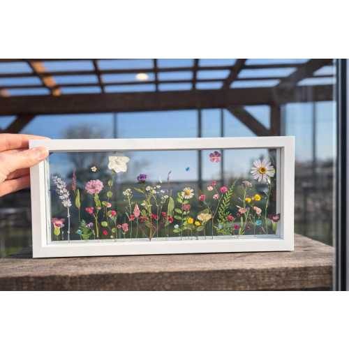 Pressed Flower Art Frame, Floating Glass Botanical Decor, Handmade Floral Wall Art