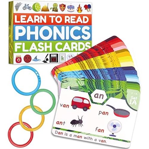 Phonics Flash Cards - Learn to Read in 20 Stages - Digraphs CVC Blends Long Vowel Sounds - Games for Kids Ages 4-8 Kindergarten First Second Grade Homeschool Educational Study Activity