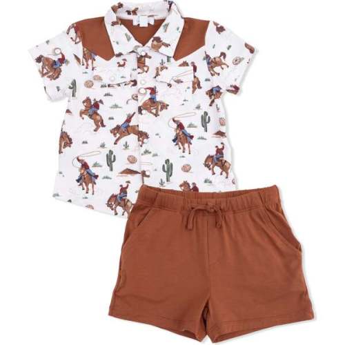 Buckaroo Western - Short Sleeve Western Pearl Snap Shirt with Casual Short - Angel Dear | Maisonette (6-12 month)