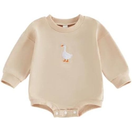 Baby Boy Girl Sweatshirt Romper Long Sleeve Bubble Bodysuit