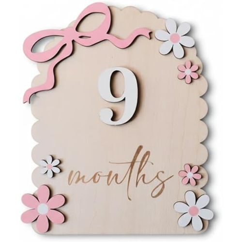 Baby Girl Monthly Milestone Signs, 1-12 Monthly Baby Milestone Girl, Newborn Photography Props Double-Sided, Nursery Decor for Girls (M02)