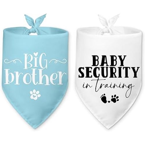 2 Packs Big Brother Dog Bandana Pregnancy Announcement Baby Security in Training Baby Announcement Blue Pet Dog Triangle Scarf Accessories for Small Medium Large Dogs Cats