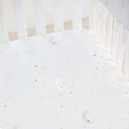 Lush Décor Fitted Crib Sheet Man-on-Moon Gray