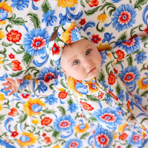 Floral White Baby Girl Big Bow Headwrap | Fiore Italiani