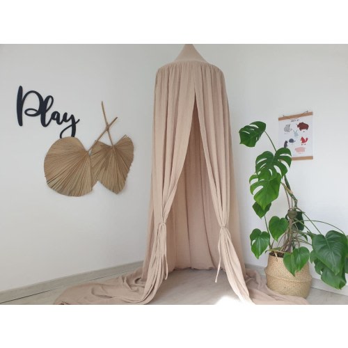 Beige Muslin Canopy for Kids – Light & Wind Protecting Bed Canopy, Montessori Reading Corner Tent, Nursery Canopy Decor