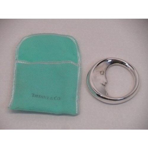 Tiffany & Co. Sterling Silver 925 'Man In The Moon' Baby Rattle w/ Pouch
