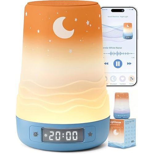 Mewaii White Noise Sound Machine Baby & Adult with Night Light | AI Cry Detection, App Remote Control, 100 Soothing Sounds, Sleep Routine Builder, 360° RGB Kids Nursery Baby Essentials Shower Gift