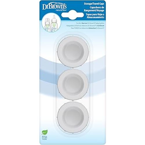 Dr. Brown's Narrow Storage/Travel Caps for Anti-colic Options+ Baby Bottles, fits 8 oz/250 mL and 4 oz/120mL, BPA-Free, 3-Pack