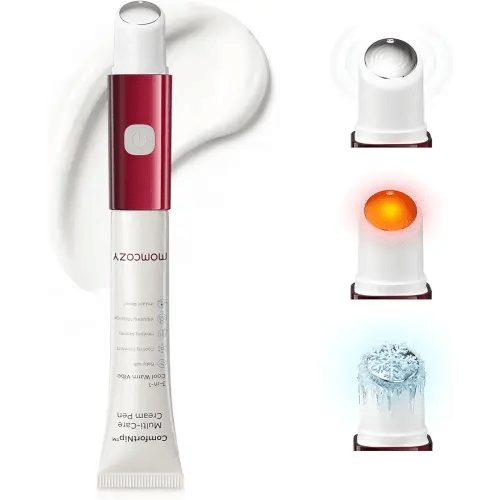 Momcozy ComfortNip™ 3-in-1 Heat/Cool/Vibe Nipple Cream Pen| Touch-Free 316 Steel Head, Botanical Breastfeeding Cream, Rechargeable Portable Christmas Gift for Nipple Pain Relief