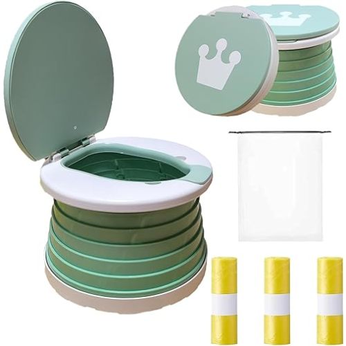 Travel Potty for Toddler, Portable and Foldable Toilet, Apply to Seat Emergency Toilet for Car, Camping, Outdoor, Indoor (green, small)