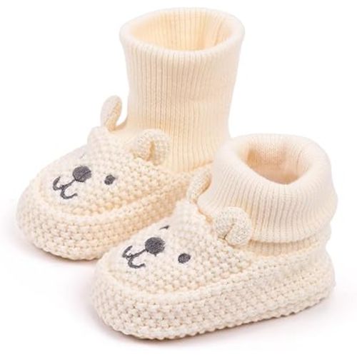 Newborn Baby Boys Girls Cozy Warm Booties Infant Cute Cartoon Knit Soft Socks Shoes for Baby Shower.