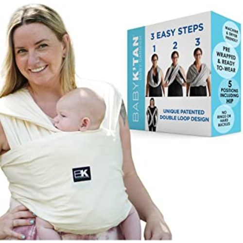 Organic Baby K'tan Baby Carrier 100% GOTS Certified Cotton: #1 Easy Pre-Wrapped 5 in 1 Baby Sling | Ready to Wear | Pillowy Soft Hands Free Infant Wrap | Newborn to Toddler up to 35lb (See Size Chart)