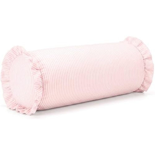 Ruffle Bolster Pillow Cover 8" x 20" Pink Stripes Print
