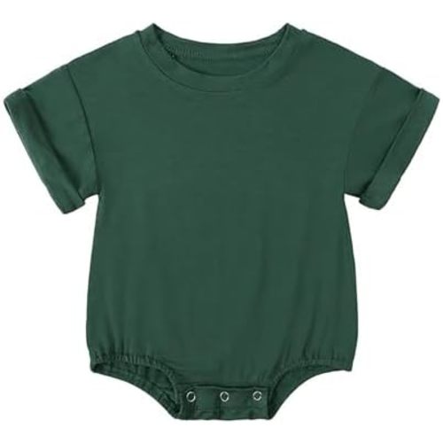 Unisex Baby Boy Girl Clothes Infant Summer Oversized Sweatshirt Bubble Romper Newborn Plain Short Sleeve Jumpsuit