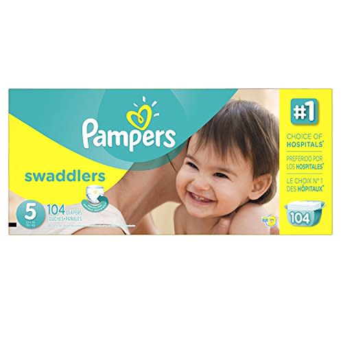 Pampers Swaddlers Disposable Diapers Size 5, Economy, Yellow, 104 Count