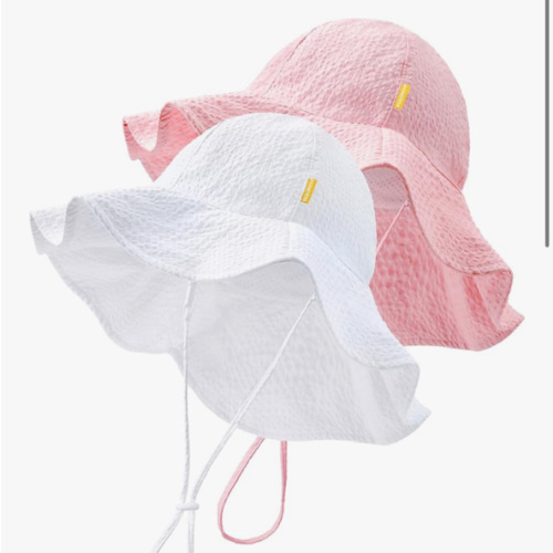 HONGTEYA Baby Sun Hat Toddler Girl Beach Hat Adjustable Outdoor Summer Hat UPF 50+ Sun Protection Wide Brim Infant Kids