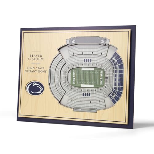YouTheFan NCAA Penn State Nittany Lions 5-Layer StadiumView 3D Wall Art - Beaver Stadium, 13.00" x 17.00", Team Colors