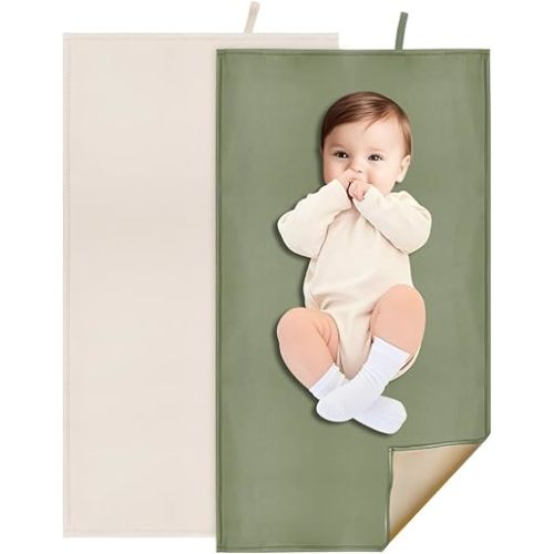 2 Pack Diaper Changing Mat for Baby, Portable Baby Changing Pad for Travel or Home, Wipeable Mat Fits Perfectly in Diaper Bag (67-14)