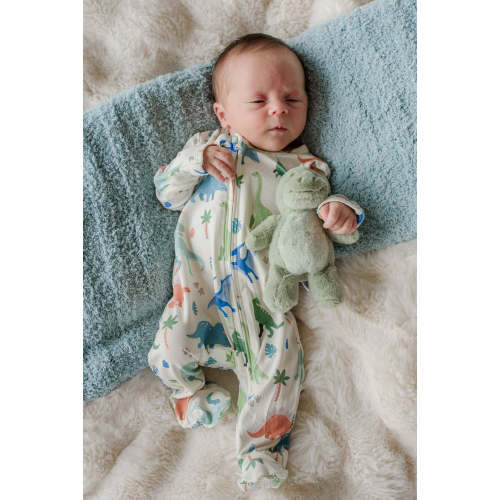 Bamboo Zipper Footie in Little Fossil Neutral | Caden Lane