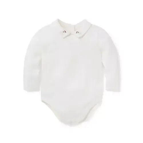 Baby Cream And Sugar Baby Embroidered Bear Collar Bodysuit by Janie and Jack