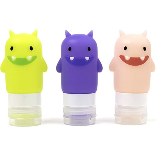 Yumbox Silicone Squeeze Bottle (Set of 3 - Funny Monsters) Leakproof Mini Condiment Squeeze Bottles, Sauce Containers for Lunch Box, salad dressing bottles with flip cap, easy fill and clean. - Unicorns