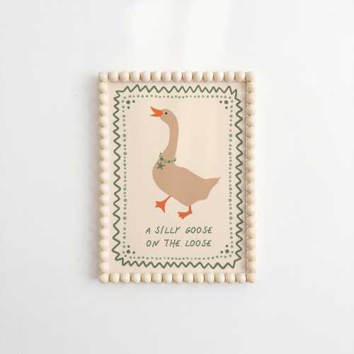 Silly Goose Wall Art, Retro Abstract Cottagecore Print | Multiple Sizes | Nursery Decor