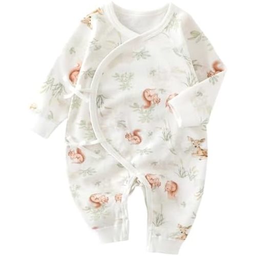 Baby Girl Boy Romper Side Snap Kimono Japanese Cotton Newborn Outfit Newborn-6M