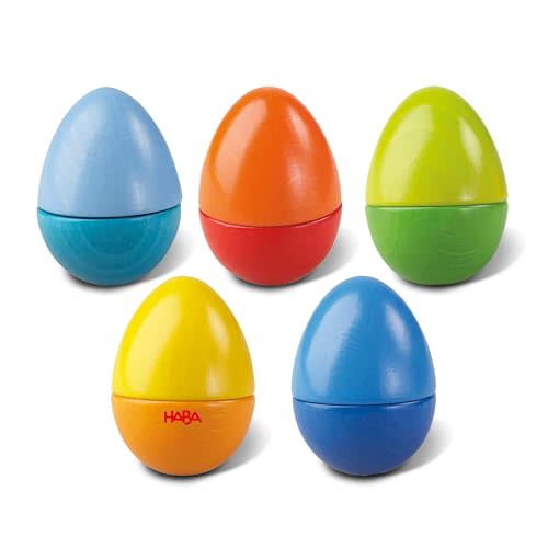 HABA Fun with Sounds Wooden Eggs – Easter Basket Stuffers for Toddlers & Kids – 5 Acoustic Sounds, Montessori Sensory Toys, Easter Gifts, Made in Germany for 2 yrs+
