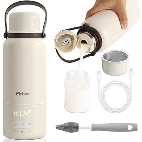 Portable Bottle Warmer for Travel - 3Min Fast Heating Bottle Warmer for Breastmilk & Water, Portable Milk Warmer for Baby On The Go with 17oz Capacity & Precise Temp Control for Car, Airplane
