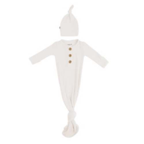 KYTE BABY || Ribbed Knotted Gown with Hat Set in Oat | Luella Charlotte Baby Boutique