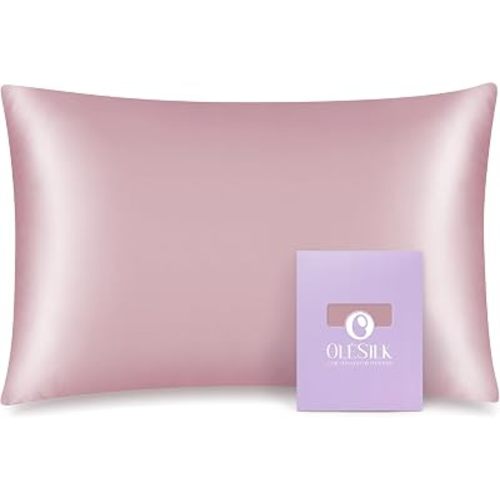 OLESILK Toddler 100% Mulberry Silk Pillowcase, Zipper, 13"x 18", Light Plum