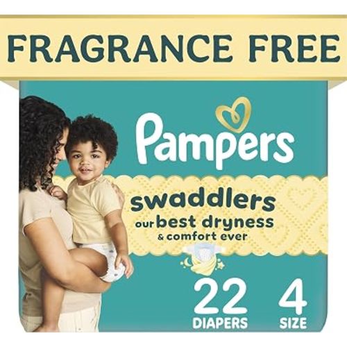 Pampers Swaddlers Diapers, Size S4 (15-34 lbs), 22 Count, Absorbent, Keeps Baby Dry and Comfortable, Pediatrician Recommended Skin Safe Disposable Baby Diaper