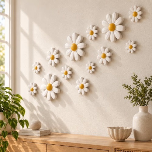 Daisy Wall Decor Set of 13, 3D  Flower Wall Art