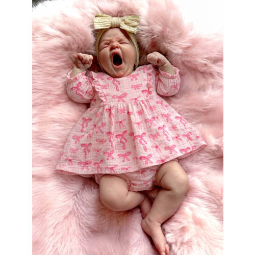 Ruffle Dress & Bloomer, Pink Bows