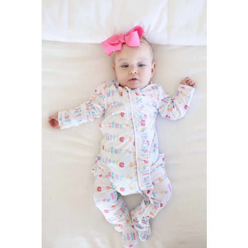 Little Sister Ruffle Zipper Footie