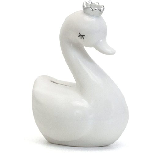 Child to Cherish Ceramic Swan Piggy Bank (Silver)