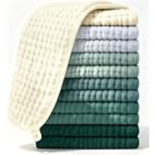Ease Cubs 12 Pack Muslin Burp Cloths Large 100% Cotton Hand Washcloths, Baby Essentials Absorbent and Soft Burping Rags for Newborn Registry, 20" X10", Ivory, Slate and Emerald Series