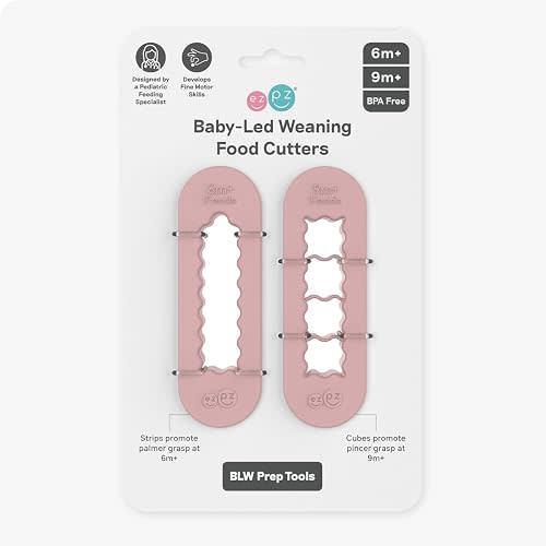 ezpz Baby-Led Weaning Food Cutters (2 pack in Blush) - 6/9 Months +