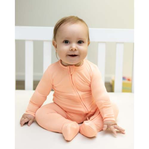 Bumbunny Baby | Zip Footie in Soft Peach