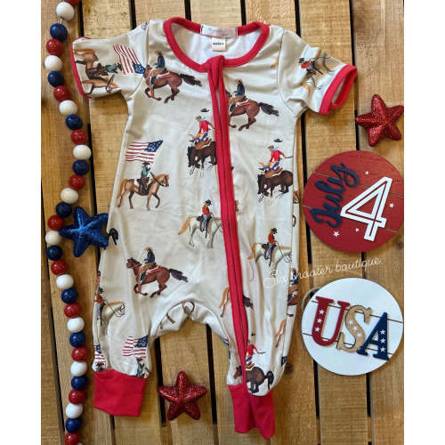 American cowkid baby short sleeve sleeper (sale)
