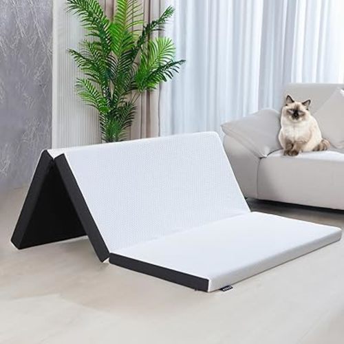 Folding Mattress, 3 inch Single Tri-fold Memory Foam Mattress Topper with Washable Cover,Cooling Mattress Pad for College Dorm Single Bed,Foldable Floor Mattress Guest Bed for Camping 75"x25"x3"