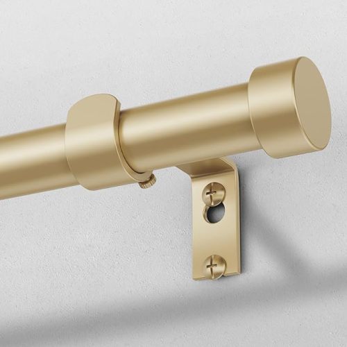 Gold Curtain Rods for Windows 28 to 48 Inch(1.5-5 Feet),1" Diameter Drapery Rods with Modern Style End Cap Finials,Size:30-60 Inch, Brass