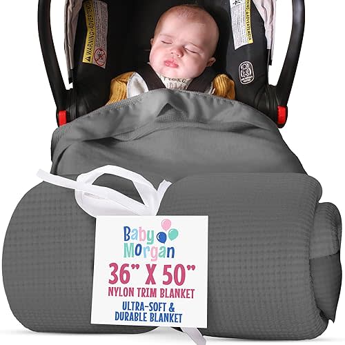 Blankets - Thermal Waffle Warm Baby Blanket for Crib - Soft and Cozy Baby Crib Blanket for Nursery, Stroller, or Naptime Comfort - Ideal Shower Gift - Gray, Nylon Trim (36" x 50")
